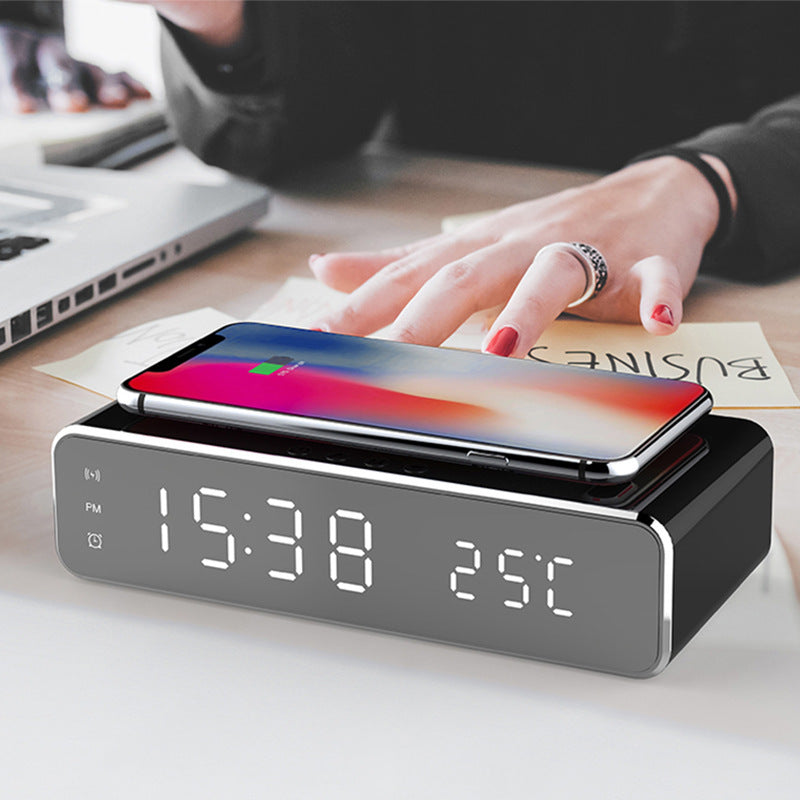 LED Digital Alarm Clock with Wireless Charger & Thermometer