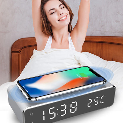 LED Digital Alarm Clock with Wireless Charger & Thermometer